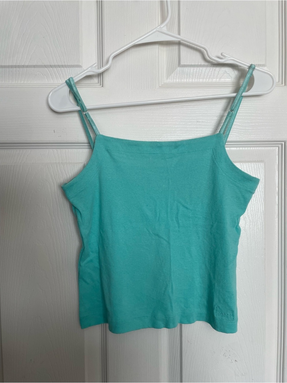 Vintage Frenchi 100% Cotton Sz L Aqua Tank Cami Top - Sleeveless Spaghetti Strap